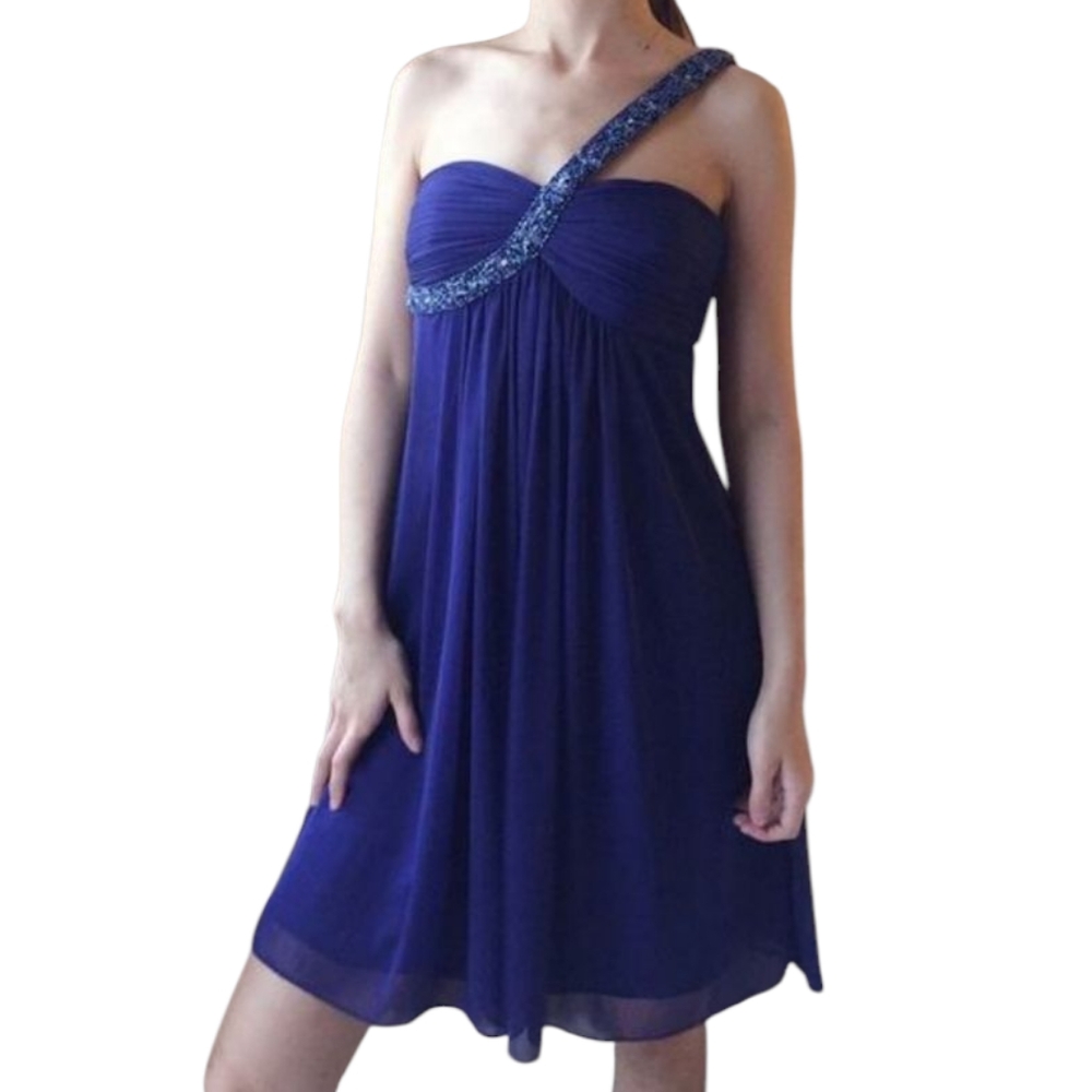 Cache Y2K baby doll one shoulder bejeweled semi formal dress - 12.    Y32